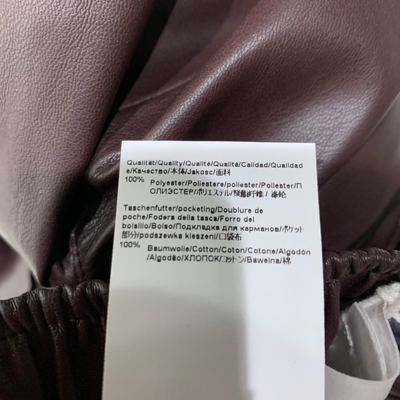 Hugo Boss Faux Leather Jogger Pants Dark Red Womens Size 8 Elastic Waist - Picture 8 of 13